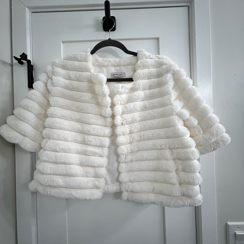 La Fiorentina White Faux Fur Jacket